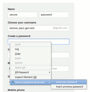 'Generate password' option
