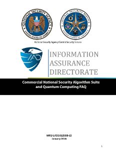 Cover of 'Commercial National Security Algorithm Suite and Quantum Computing FAQ'